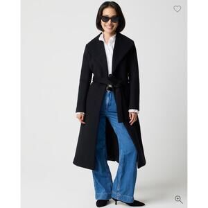 J. Crew Women's Long Sleeve Belted Wrap Coat Point Collar Black Size 8P NWT